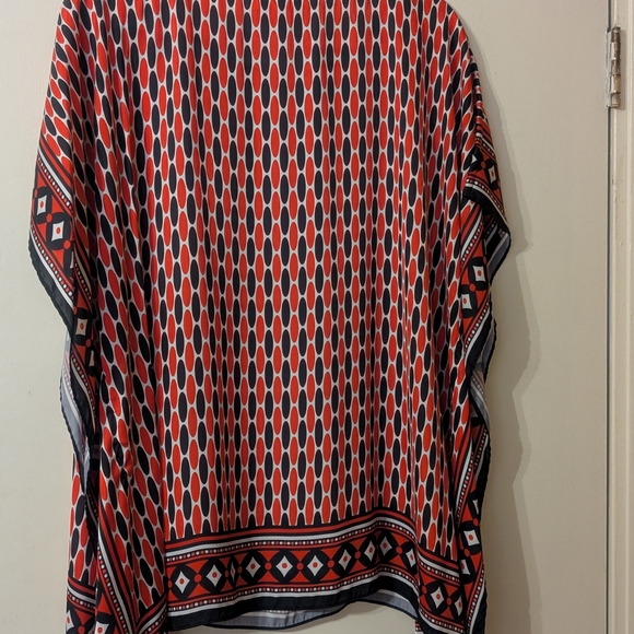 Michael Kors Collection Orange Navy Blue Relaxed Tunic - Picture 2 of 2